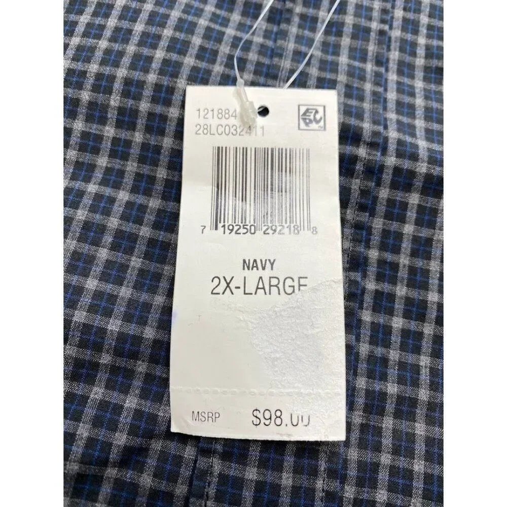 The Men's Store Button Down Shirt Men's 2XL‎ XXL Navy Gray Blue Plaid Collar NEW